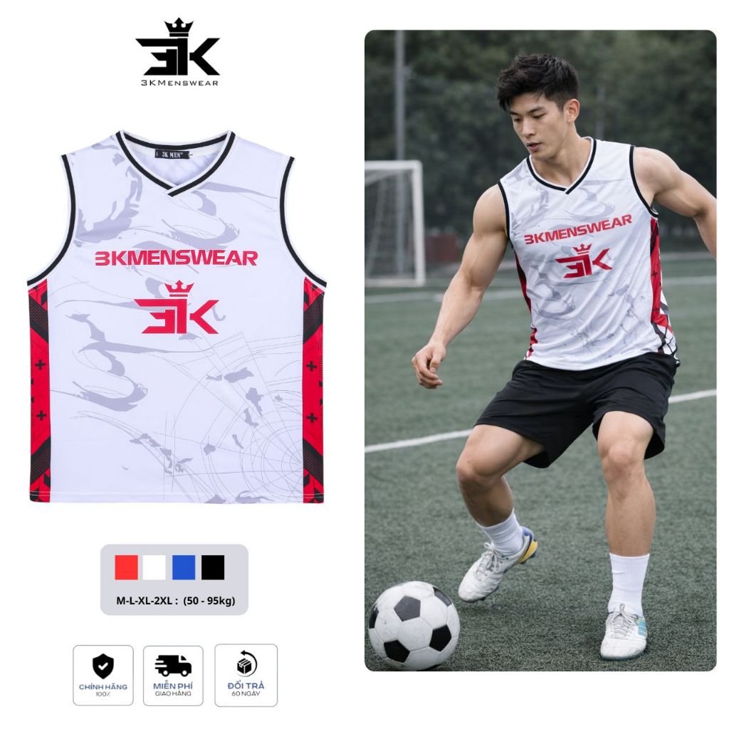 Áo Tanktop Thể Thao 3KMEN, Áo 3 Lỗ Bóng Rổ Chất Liệu Thun Lạnh Siêu Thoáng Khí