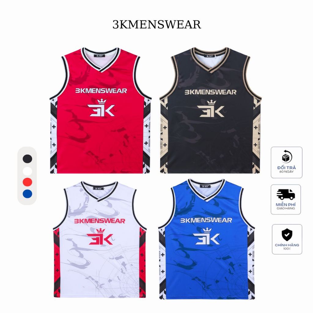 Áo Tanktop Thể Thao 3KMEN, Áo 3 Lỗ Bóng Rổ Chất Liệu Thun Lạnh Siêu Thoáng Khí