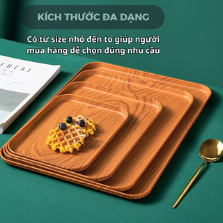 Khay nhựa giả vân gỗ chữ nhật decor quán, khay úp cốc vân gỗ trang trí, phù hợp quán Cafe HomieTech