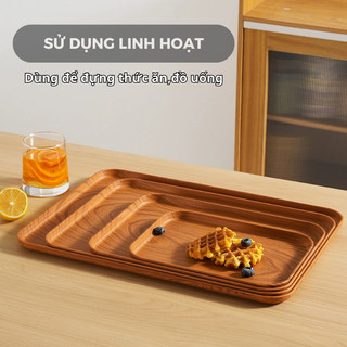 Khay nhựa giả vân gỗ chữ nhật decor quán, khay úp cốc vân gỗ trang trí, phù hợp quán Cafe HomieTech