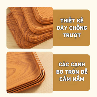 Khay nhựa giả vân gỗ chữ nhật decor quán, khay úp cốc vân gỗ trang trí, phù hợp quán Cafe HomieTech