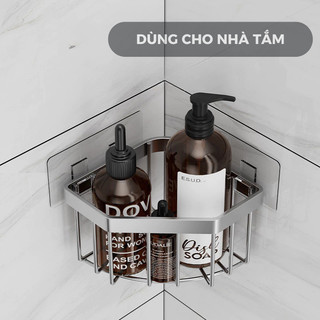 Giá để đồ rửa bát inox góc vuông thiết kế thông minh, kệ gắn góc bồn rửa giá đựng đồ nhà tắm HomieTech