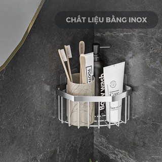 Giá để đồ rửa bát inox góc vuông thiết kế thông minh, kệ gắn góc bồn rửa giá đựng đồ nhà tắm HomieTech