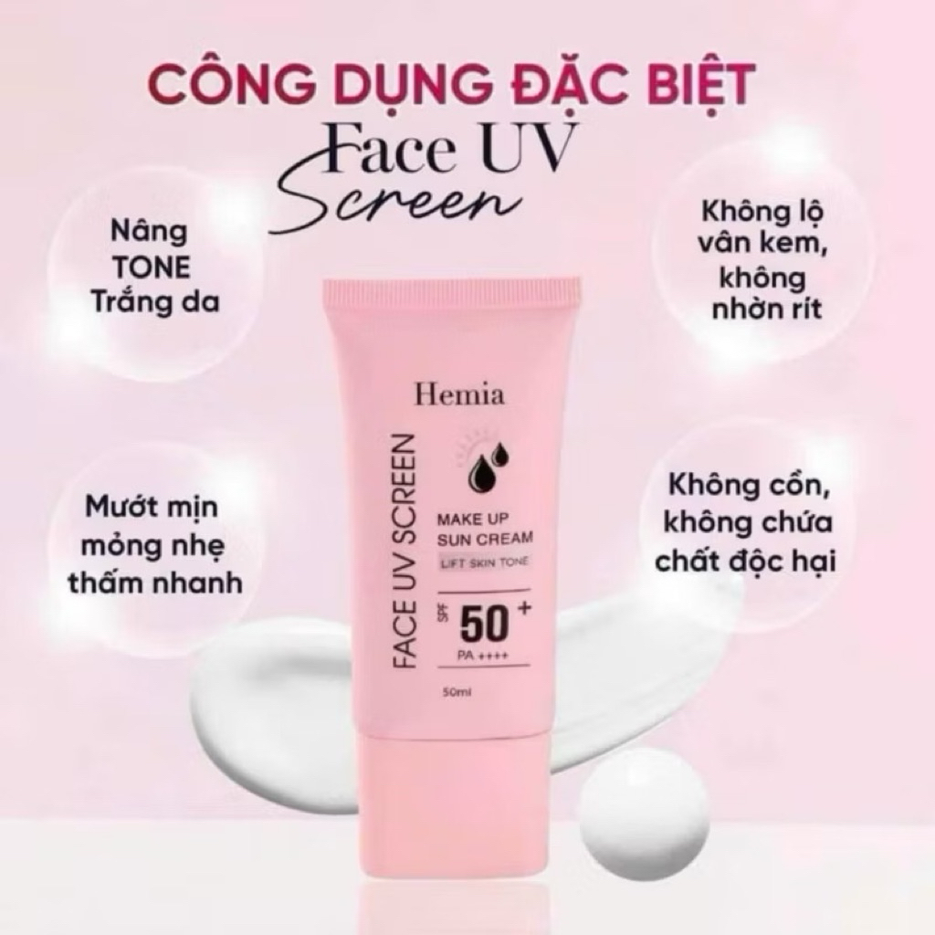 Kem chống nắng Hemia 50ml - dưỡng trắng make up bảo vệ da, chống lão hoá Chính hãng shishop94