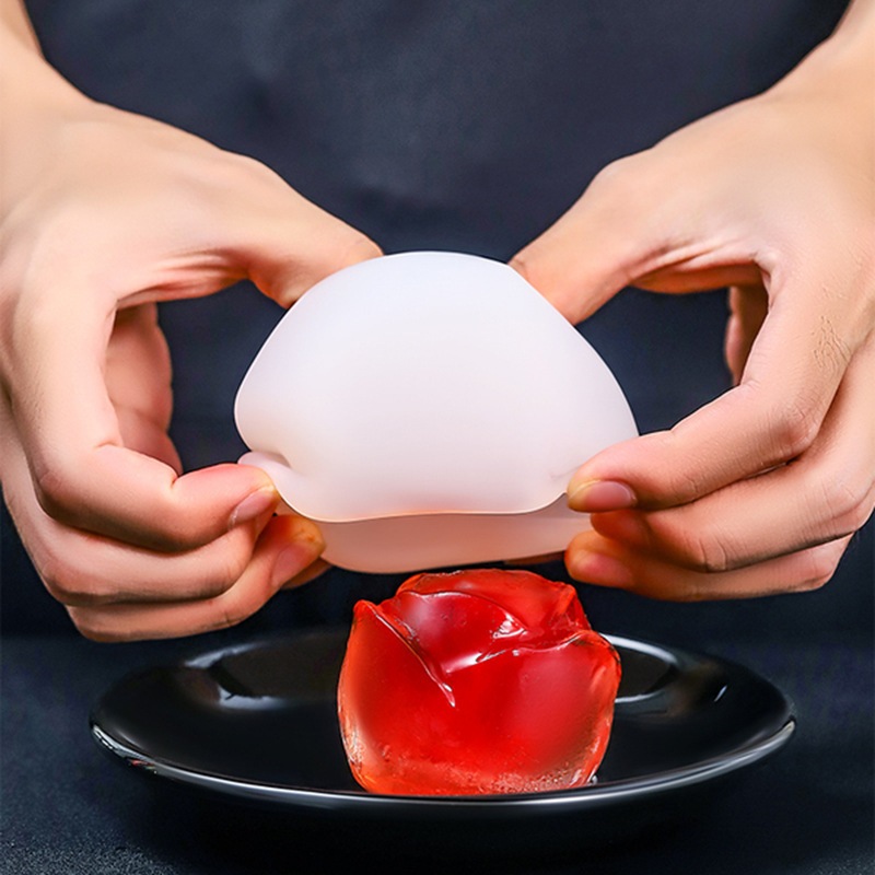 Khay Làm Đá Hình Hoa Hồng 4 Ô – Khuôn Silicone Làm Đá, Thạch, Rau Câu Trang Trí Đồ Uống