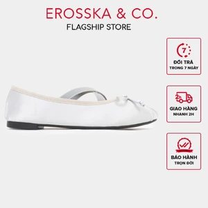 Erosska - Giày balletcore quai chéo mũi nhăn, kiểu dáng basic thời trang màu xanh - EL115