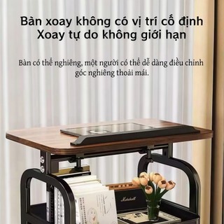 Kệ đa năng có bánh xe 3 Tầng Thép carbon Mặt bàn có thể lật Dùng cho nhà bếp phòng khách phòng ngủ