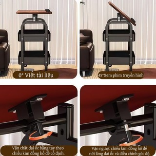 Kệ đa năng có bánh xe 3 Tầng Thép carbon Mặt bàn có thể lật Dùng cho nhà bếp phòng khách phòng ngủ