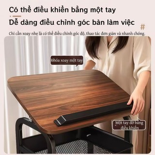 Kệ đa năng có bánh xe 3 Tầng Thép carbon Mặt bàn có thể lật Dùng cho nhà bếp phòng khách phòng ngủ