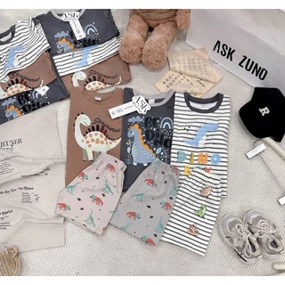 Set 3 cotton mềm mát cho bé, combo 3 bộ cotton bé trai in hoạ tiết