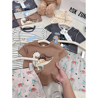 Set 3 cotton mềm mát cho bé, combo 3 bộ cotton bé trai in hoạ tiết