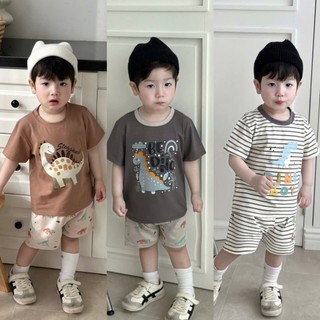 Set 3 cotton mềm mát cho bé, combo 3 bộ cotton bé trai in hoạ tiết