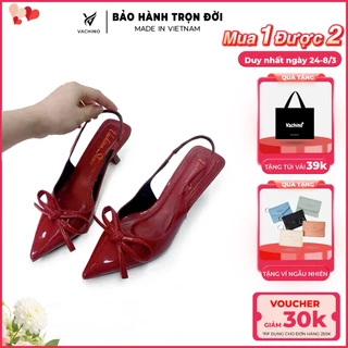 Giày cao gót nữ VACHINO mũi nhọn đính nơ kiểu dáng sang trọng thời trang cao 7cm - VA015