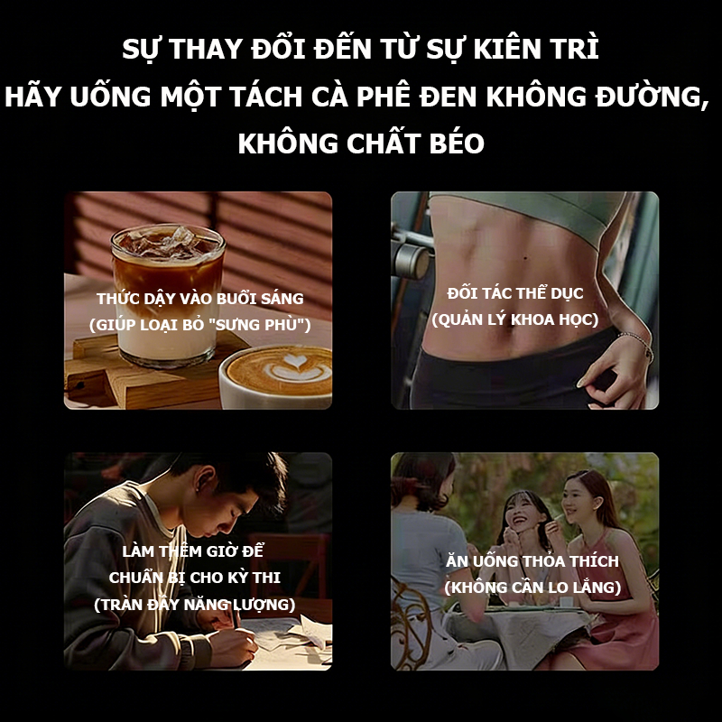 【COD】Cà phê đen hòa tan nguyên chất 100%, cà phê hòa tan nguyên chất không đường.Mua bốn tặng hai miễn phí