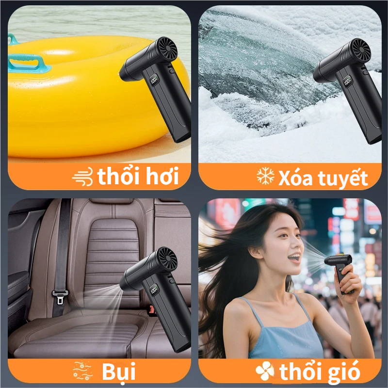 Quạt X9 Cầm Tay 5 Cấp Gió + Cấp Bạo Lực | Pin 6000mAh | Sạc Type-C | Đa Năng (thổi gió, Làm sạch bụi, chiếu sáng v.v)