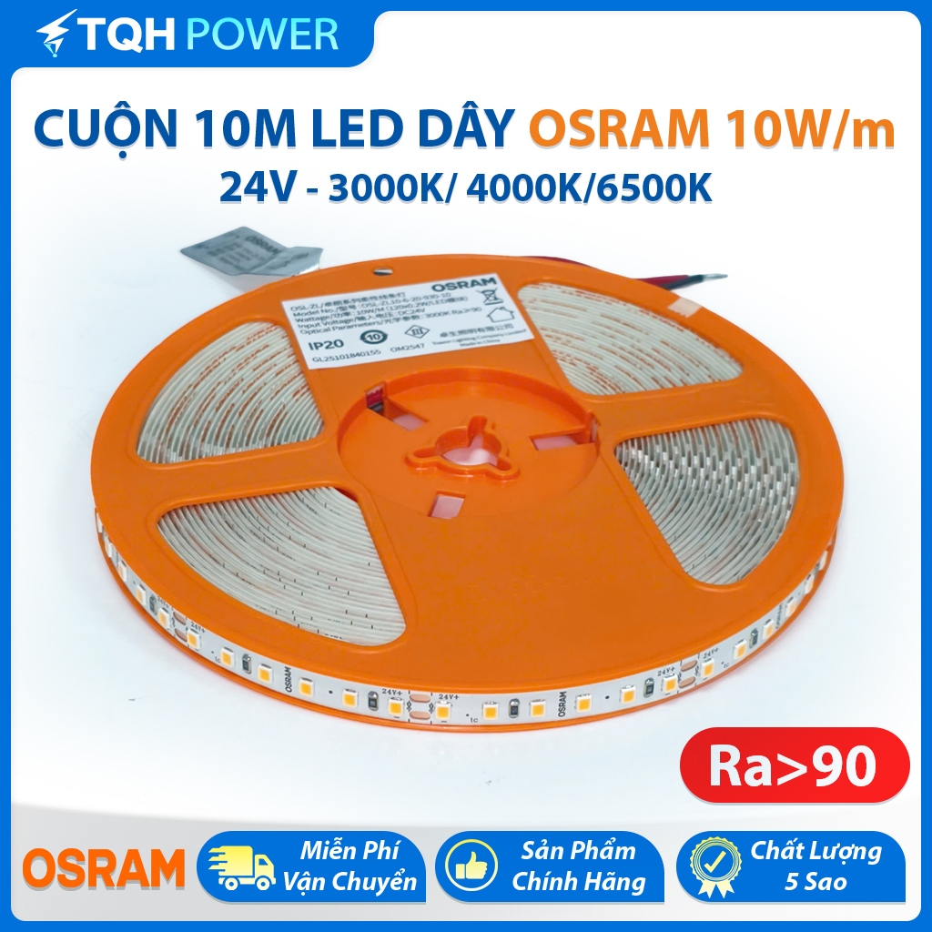 Cuộn 10M LED Dây OSRAM 24V 10W/M OSL-ZL Cao Cấp, Chỉ Số Hoàn Màu CRI>90 ...