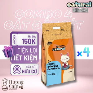 Combo 4 Gói Cát Vệ Sinh Mèo - Cát Đất Sét Catural Khử Mùi Tốt, Vón Cứng, Siêu Ít Bụi, Tiết Kiệm