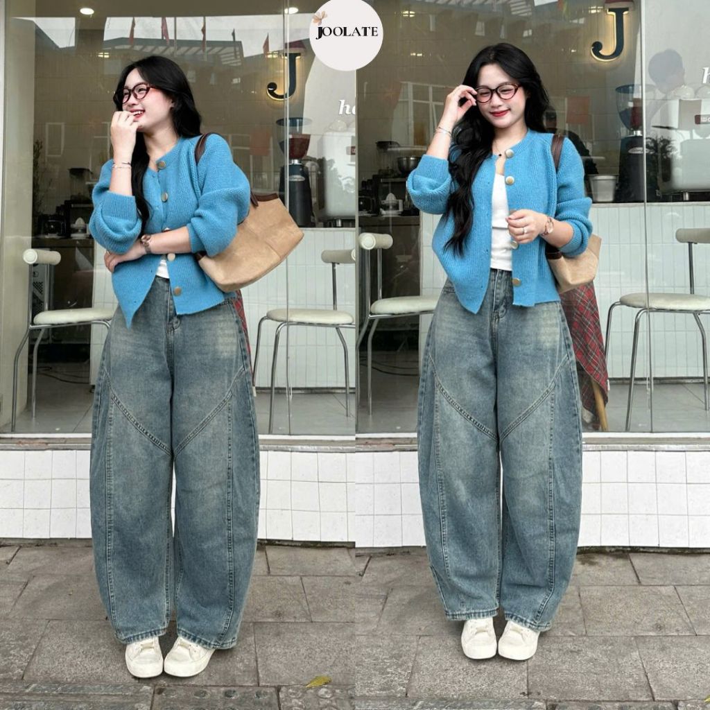 Quần Jeans Nữ Ống Cong Phối Line Chỉ Nổi Joolate Tôn Dáng Che Khuyết Điểm Thoải Mái Đi Làm Đi Học