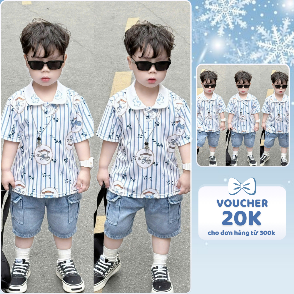 [À ƠI SHOP] B80- bộ polo ngựa vòng tròn sọc xanh- a116.871