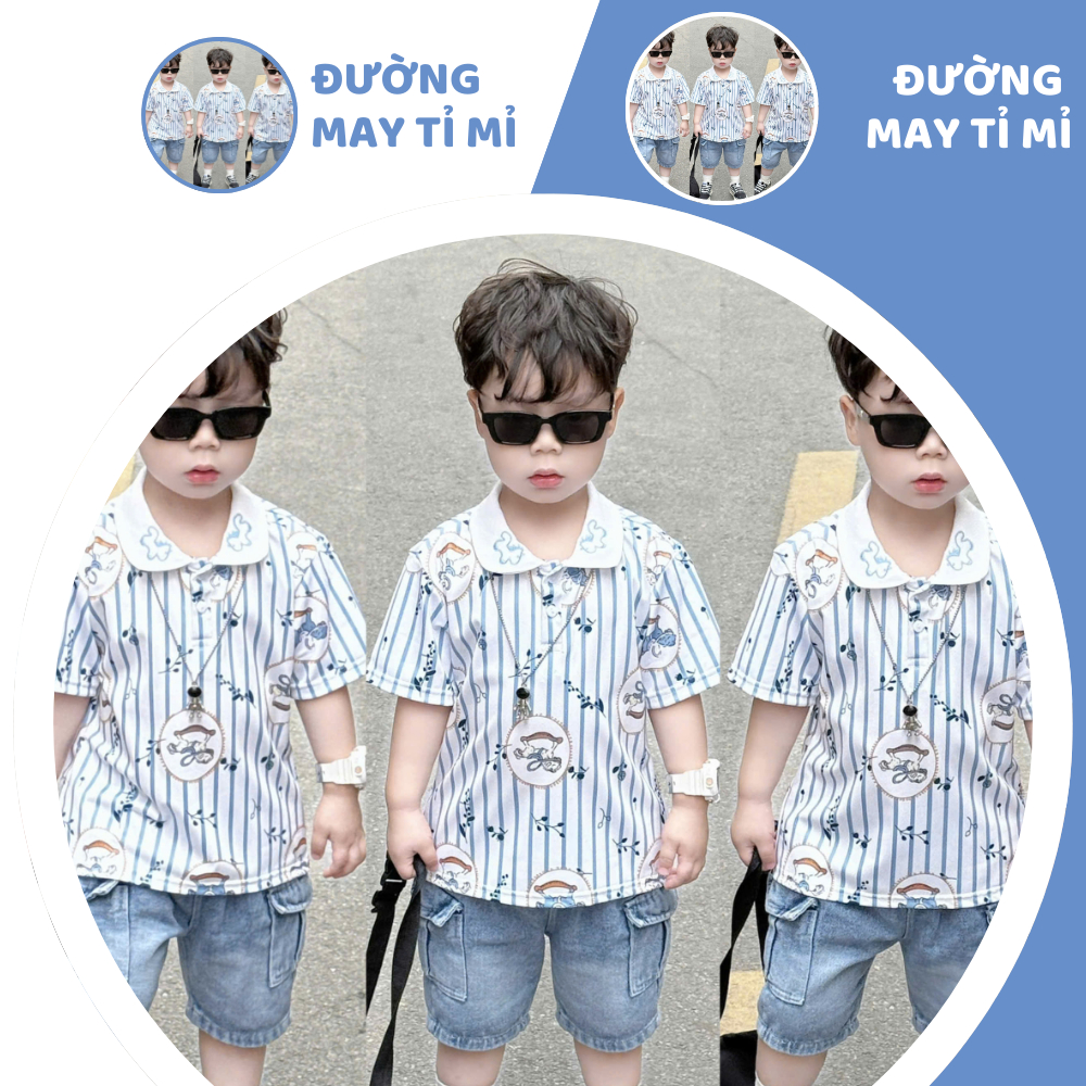 [À ƠI SHOP] B80- bộ polo ngựa vòng tròn sọc xanh- a116.871