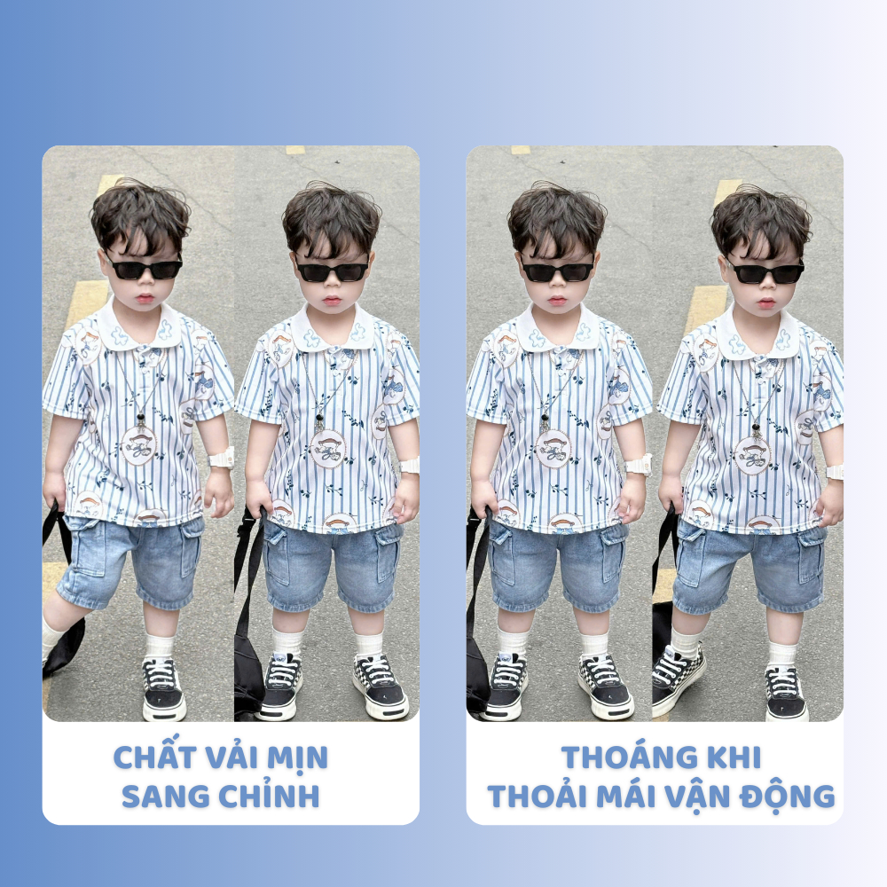 [À ƠI SHOP] B80- bộ polo ngựa vòng tròn sọc xanh- a116.871