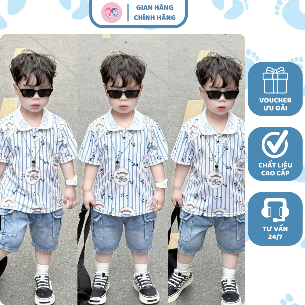 [À ƠI SHOP] B80- bộ polo ngựa vòng tròn sọc xanh- a116.871