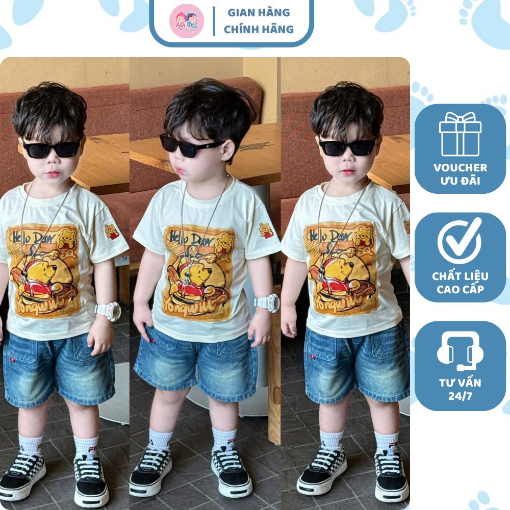 [À ƠI SHOP] T16- bộ cộc quần bò gấu pooh- a116.874