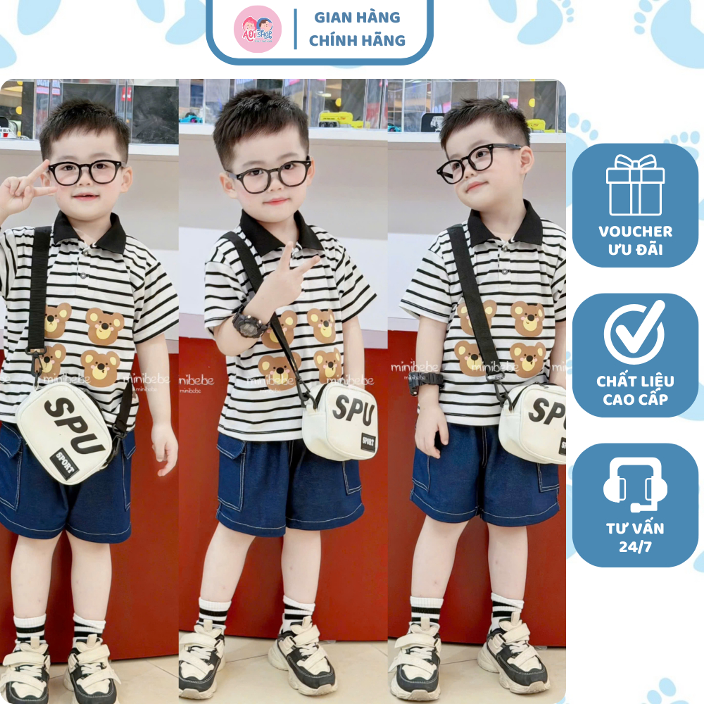 [À ƠI SHOP] B93- bộ polo cổ đen 4 mặt gấu- a117.1758