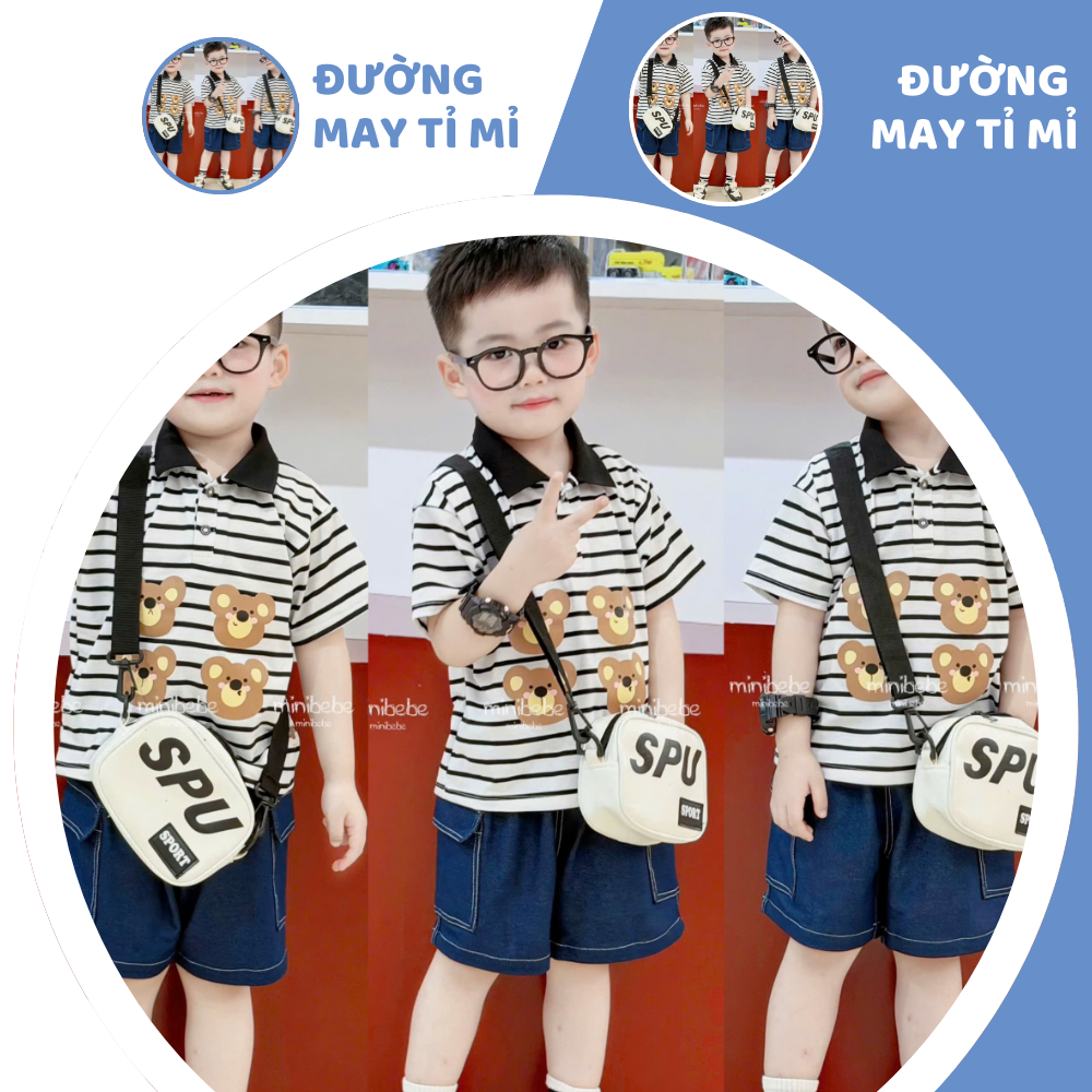 [À ƠI SHOP] B93- bộ polo cổ đen 4 mặt gấu- a117.1758