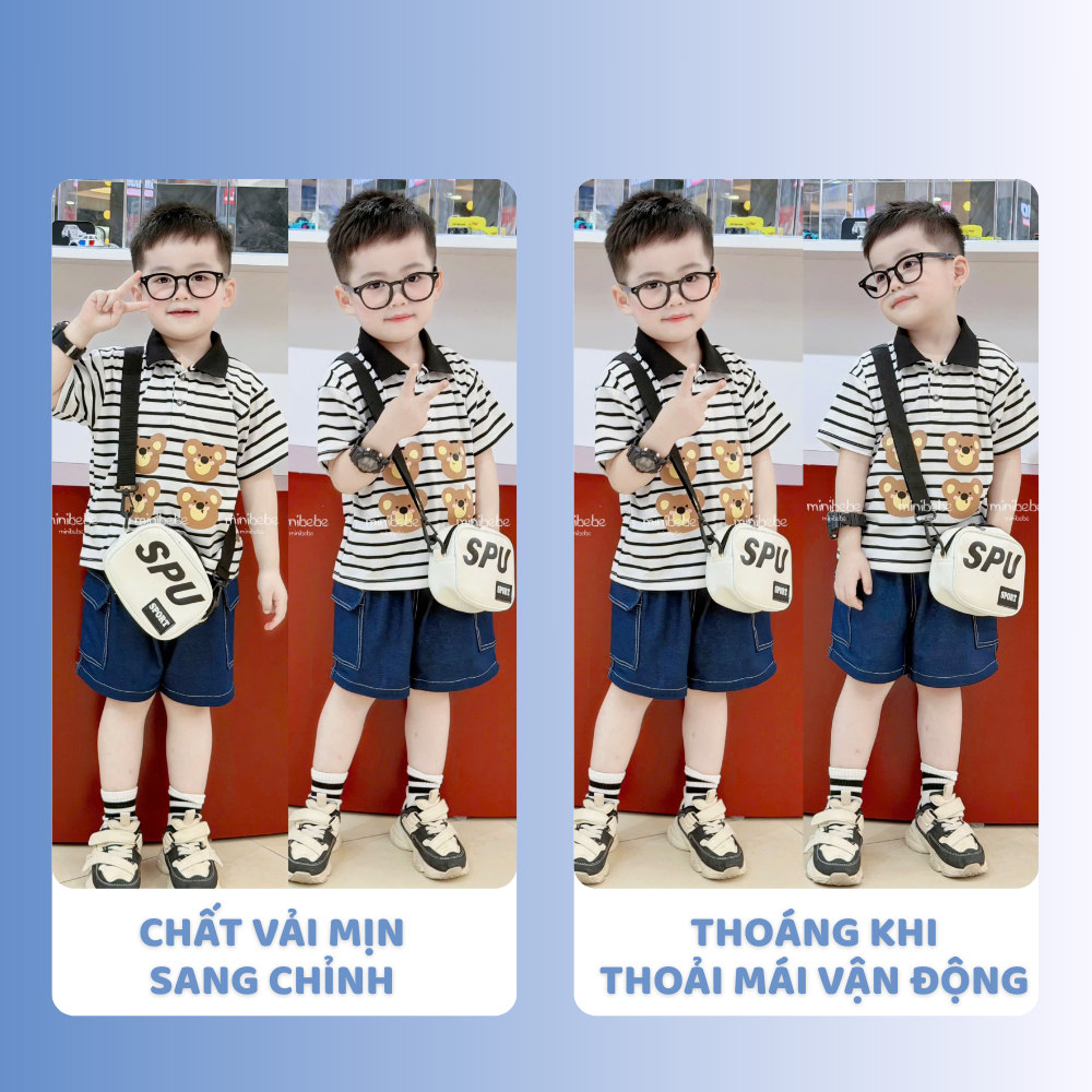 [À ƠI SHOP] B93- bộ polo cổ đen 4 mặt gấu- a117.1758
