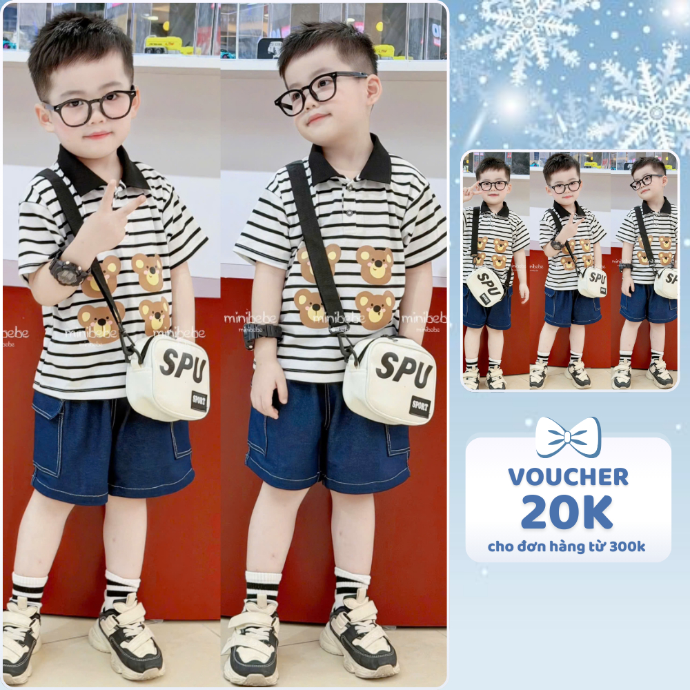 [À ƠI SHOP] B93- bộ polo cổ đen 4 mặt gấu- a117.1758