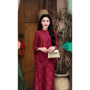PPN31 Pháp phục tơ tằm in hoa tay rút nơ cực xinh