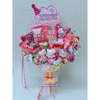 🎀 SET QUÀ TRỤ TRÒN – BÓ HOA BÁNH KẸO KÈM GẤU SIÊU DỄ THƯƠNG 🎀 - QUÀ TẶNG BẠN GÁI, BÉ GÁI SINH NHẬT - 8/3- HOA BÁNH KẸO