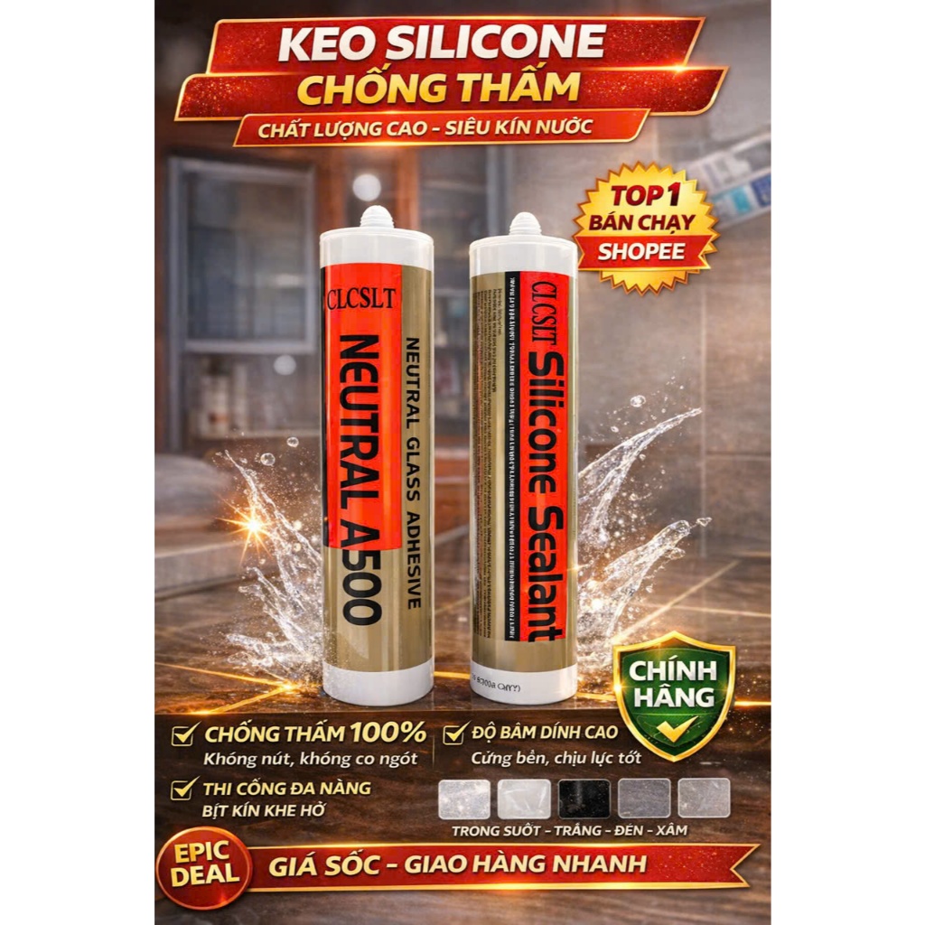 Keo Silicone A500 (Đen) Trung Tính Chống Thấm 100% – Keo Dán Kính, Trám ...