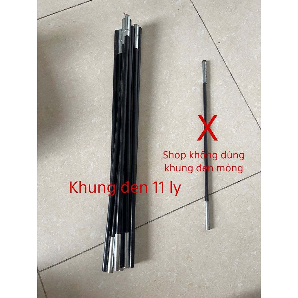 Lều bay che nắng đi tắm biển trơn / mix Đặc Biệt ( KHUNG ĐEN 11LY )