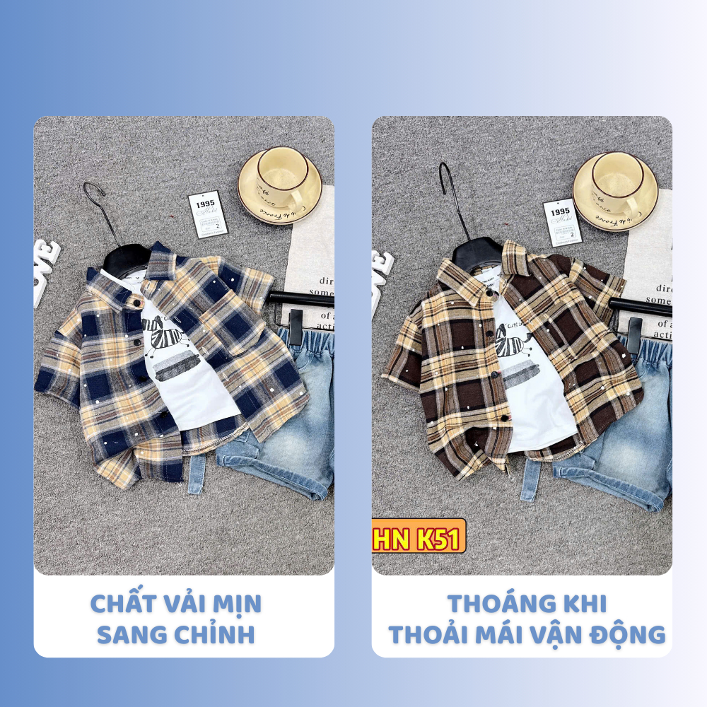 [À ƠI SHOP] B22- set 3ct sơ mi caro- a111.112