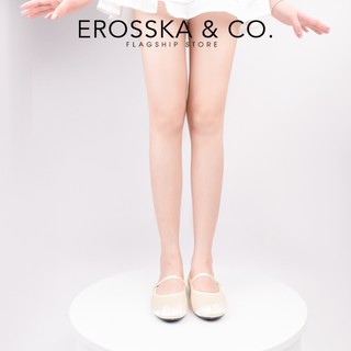 Erosska - Giày balletcore quai ngang mũi nhăn, phối dây satin thời trang màu kem  - EL112