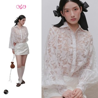 Áo sơ mi OLV ren hoa mỏng kèm áo trong Fleur Lace Sheer Mesh Shirt quyến rũ phù hợp đi tiệc