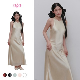 Đầm lụa maxi OLV thắt eo thanh lịch Silky Halter Dress nhiều màu phù hợp đi tiệc
