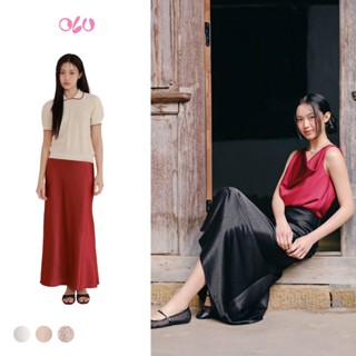 Chân váy OLV lụa dài mịn nổi bật Satin Long Skirt và Flared Skirt nhiều màu phù hợp đi chơi đi tiệc