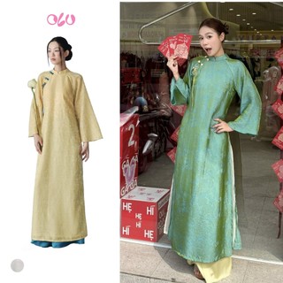 Áo dài OLV đính nút truyền thống Diệp Thư Diệp Anh và Thụy An phù hợp đi lễ tết (Không kèm quần)