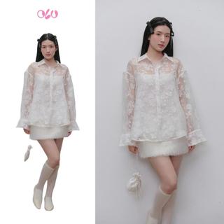Chân váy OLV lông chữ A dáng ngắn White Feathered Mini Skirt phù hợp đi chơi đi tiệc