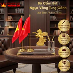 Bộ Cắm Bút Ngựa Vàng Tung Cánh 2026, Hộp Cắm Bút Pha Lê Mã Đáo Thành Công Phong Thủy Để Bàn Làm Việc — ảnh 1