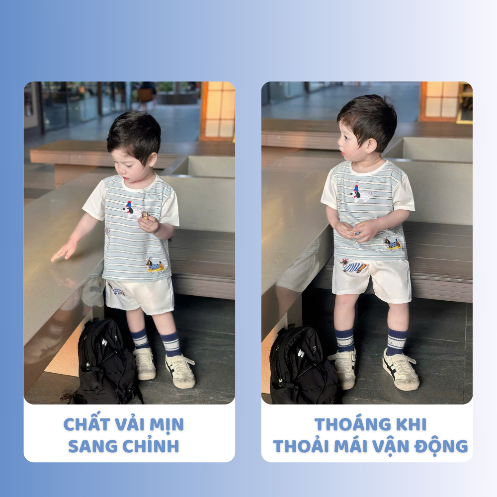 [À ƠI SHOP] B09- bộ cộc sọc xanh chó cầu vồng - a117.1772