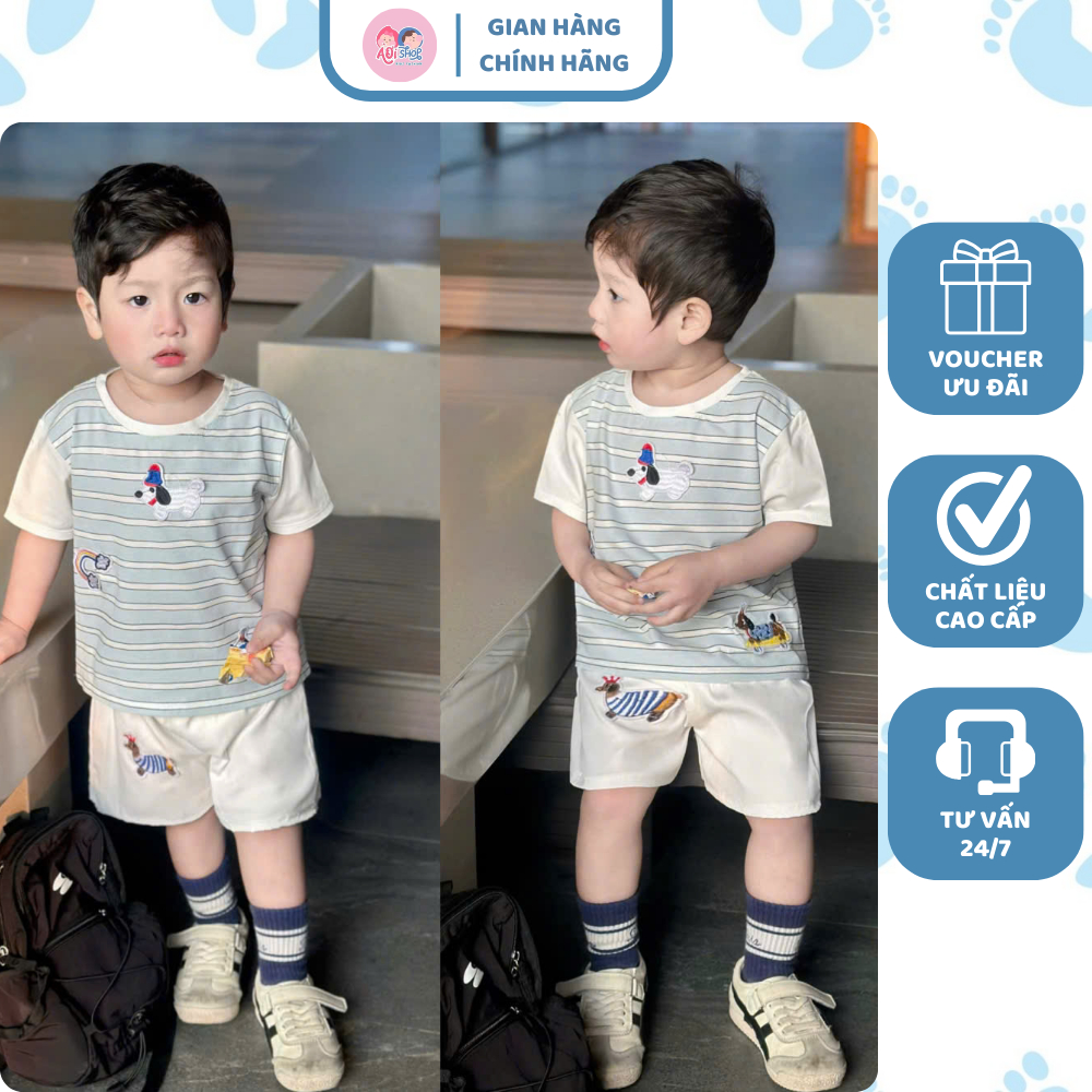 [À ƠI SHOP] B09- bộ cộc sọc xanh chó cầu vồng - a117.1772