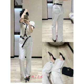 Quần jeans suông chanh leo logo thêu