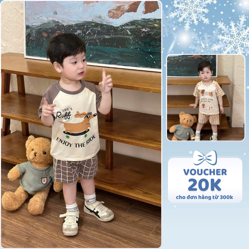 [À ƠI SHOP] V59- set 3 bộ cộc tay chó ruff- a100.321