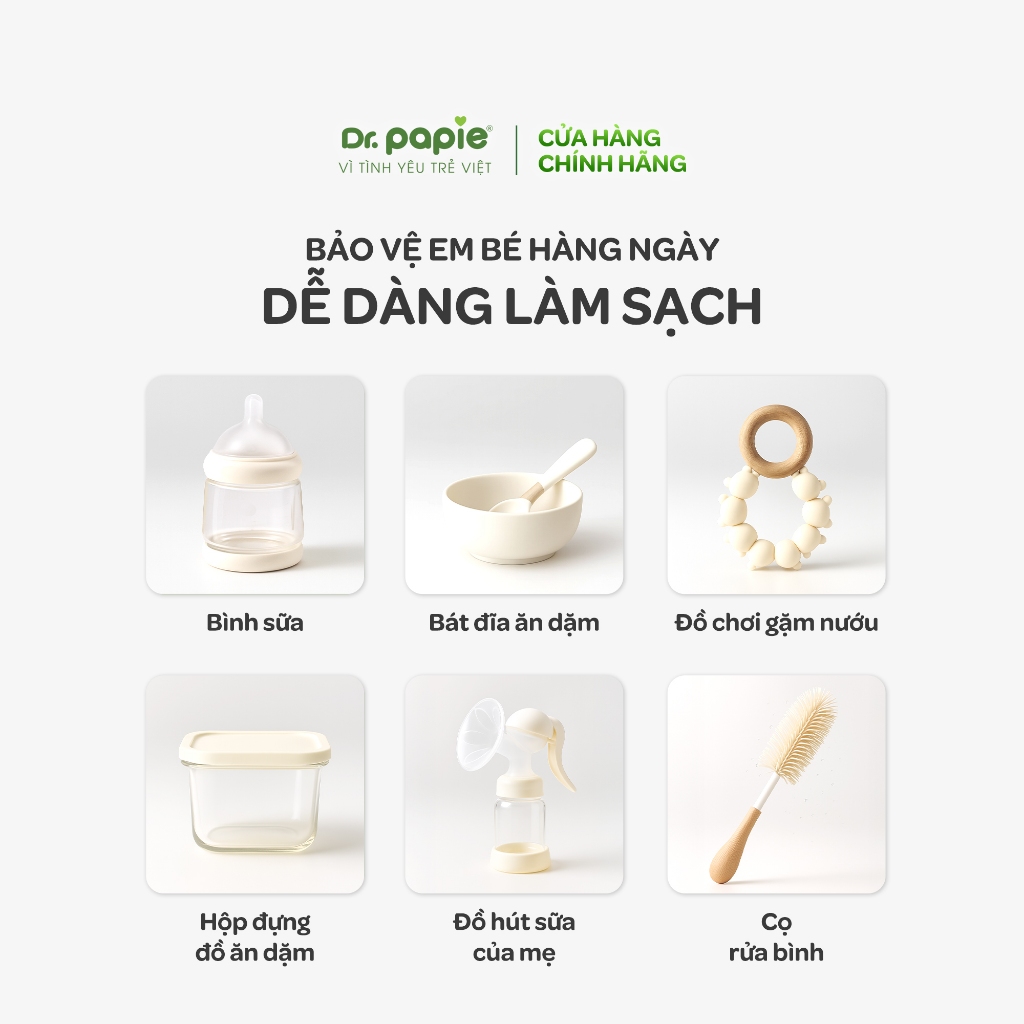 Combo 2 Bọt Rửa Bình Thảo Dược Khử Mùi Loại Bỏ Cặn Sữa Làm Mềm Mại Da Tay Dr.Papie (400ml/chai)
