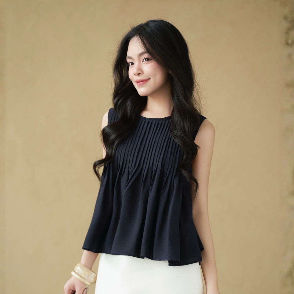 Áo kiểu babydoll nữ Delina Miều Est.2013 phong cách tiểu thư thanh lịch màu basic dễ phối đồ
