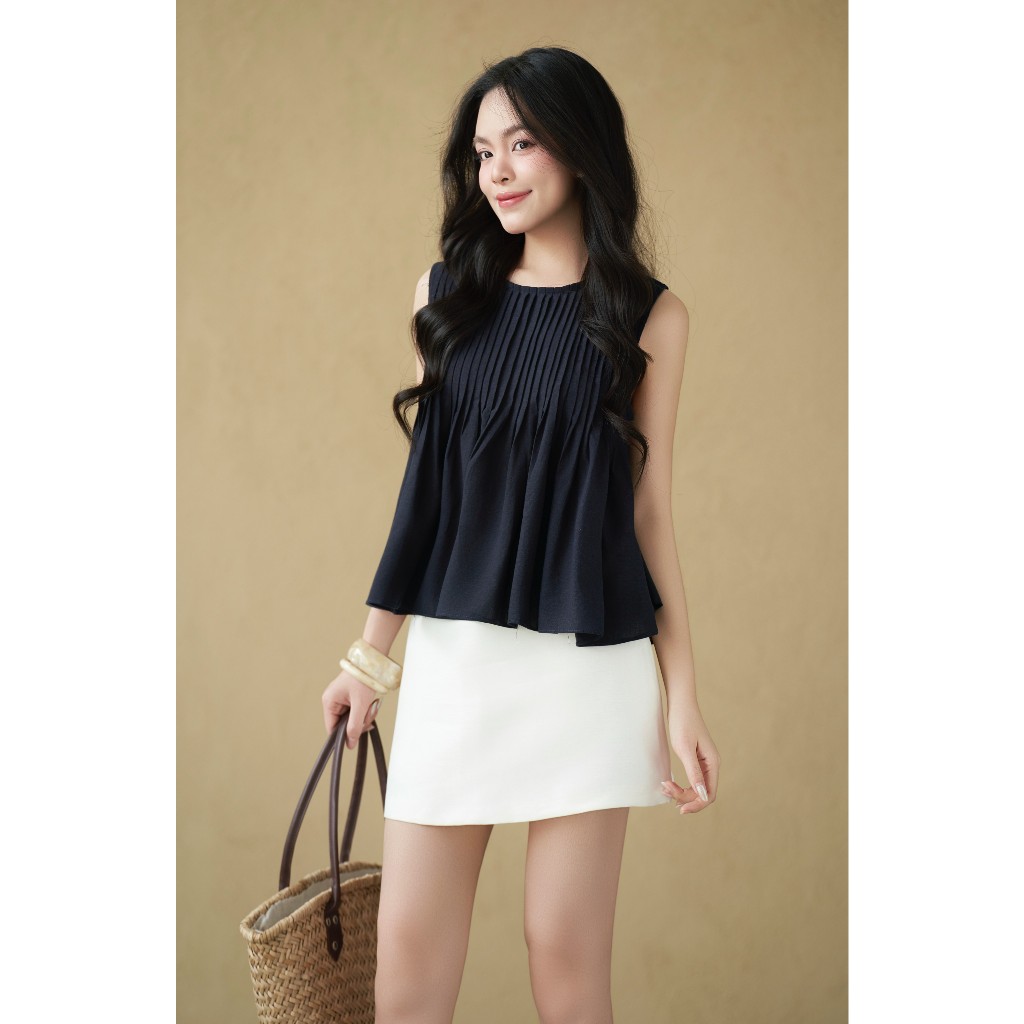 Áo kiểu babydoll nữ Delina Miều Est.2013 phong cách tiểu thư thanh lịch màu basic dễ phối đồ